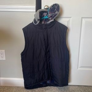 Weatherproof Navy Vest with Grey Hood